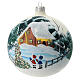 Blown glass Christmas ball, matte white, landscape and children, 150 mm s2