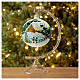 Boule de Noël blanche enfants dans paysage enneigé verre soufflé 150 mm s4