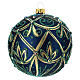 Blown glass Christmas ball, matte blue and gold, 100 mm s1