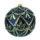 Bola vidro soprado árvore de Natal azul, verde e ouro 100 mm s3