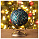 Blown glass Christmas ball, matte green and gold, drop pattern, 100 mm s2