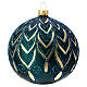 Blown glass Christmas ball, matte green and gold, drop pattern, 100 mm s3