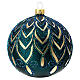 Bola vidro soprado árvore de Natal verde decoração dourada e glitter 100 mm s3