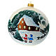 Blown glass Christmas ball, matte white, landscape and frozen lake, 150 mm s1