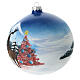 Palla di Natale azzurra renna paesaggio innevato 150mm s6