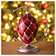 Oval blown glass Christmas ball, matte red and silver, 100 mm s2