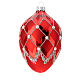 Red oval Christmas bauble with glass stones 100mm s1
