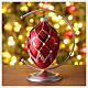 Red oval Christmas bauble with glass stones 100mm s2