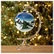 Christmas ball with moutain cabin and Christmas tree, light blue blown glass, 150 mm s4