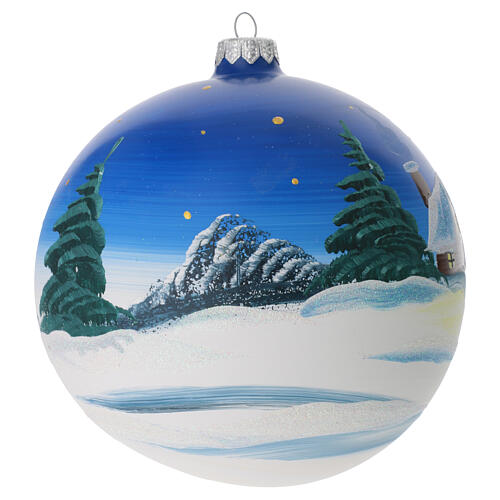Palla di Natale azzurra cielo vetro soffiato 150mm 4