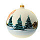 Christmas ball with moutain cabin at dawn, white blown glass, 150 mm s5