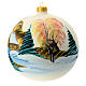 Boule de Noël blanche avec paysage enneigé verre soufflé 150 mm s4