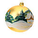 Christmas ball with moutain cabin and snowy landscape, golden blown glass, 150 mm s3