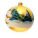 Christmas ball with moutain cabin and snowy landscape, golden blown glass, 150 mm s4