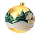 Gold Christmas ball snowy landscape 150mm blown glass s3