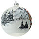 Christmas ball with snowy village and Santa Claus, white blown glass, 150 mm s4