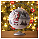 Boule de Noël blanche paysage enneigé avec Père Noël verre soufflé 150 mm s2