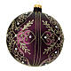 Christmas ball in blown glass, purple and gold, 150mm stones s3