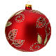 Christmas ball with golden leaf pattern, red blown glass, 150 mm s3