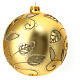 Christmas ball with white and golden leaf pattern, golden blown glass, 150 mm s1