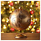 Christmas ball with white and golden leaf pattern, golden blown glass, 150 mm s2