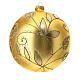 Christmas ball with white and golden leaf pattern, golden blown glass, 150 mm s3