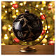 Christmas ball of glossy black blown glass, golden floral pattern 150 mm s2