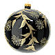 Christmas ball of glossy black blown glass, golden floral pattern 150 mm s3