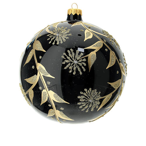 Christmas tree ball in glossy black blown glass 150mm 1