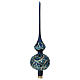 Christmas tree topper of blown glass, gold and blue with glitter and beads, 35 cm s1