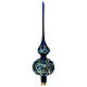 Christmas tree topper of blown glass, gold and blue with glitter and beads, 35 cm s3