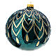 Weihnachtskugel blau floral dekoriert gold aus Glas, 150 mm s3