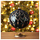 Christmas ball of glossy blue blown glass, golden drop pattern 150 mm s2