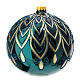 Bola de Navidad azul decoraciones florales oro vidrio 150 mm s1