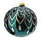 Boule de Noël bleu brillant gouttes dorées verre soufflé 150 mm s3