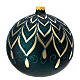 Christmas ball of matte green blown glass, golden drop pattern 150 mm s3