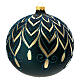 Bola árvore de Natal vidro soprado verde opaco, decoração dourada e glitter 150 mm s1