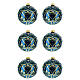 Set of 6 Christmas balls, blue and gold blown glass, 80 mm s1