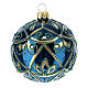 Set of 6 Christmas balls, blue and gold blown glass, 80 mm s2