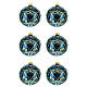 Scatola 6 Palline vetro soffiato blu oro 80mm  s1