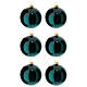 Set of 6 Christmas balls, green blown glass, 80 mm s1