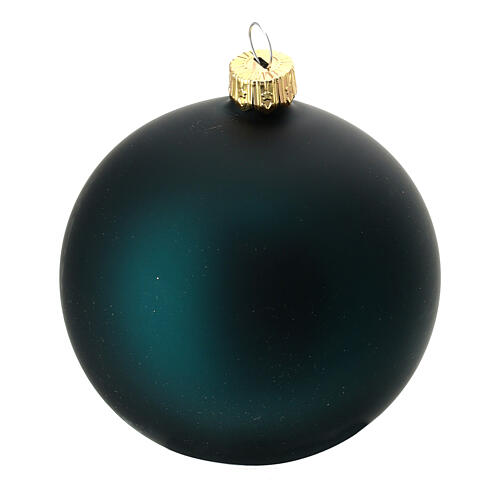 Set aus 6 Weihnachtskugeln, mundgeblasenes Glas, mattgrün – Ø 80 mm 2