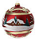 Christmas ball of matte red blown glass, houses in the snow, 150 mm s4