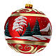 Boule de Noël rouge mat verre soufflé paysage 150 mm s3