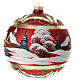 Palla di Natale rossa vetro soffiato neve pietre 150mm s3