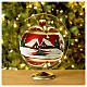 Red Christmas ball in blown glass with snow stones 150mm s3
