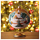Christmas ball of golden blown glass, snowy hamlet, 150 mm s2