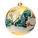 Christmas ball of golden blown glass, snowy hamlet, 150 mm s3