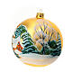 Christmas ball of golden blown glass, snowy hamlet, 150 mm s4