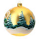 Christmas ball of golden blown glass, snowy hamlet, 150 mm s5